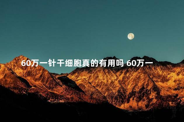 60万一针干细胞真的有用吗 60万一针干细胞真的有没有用